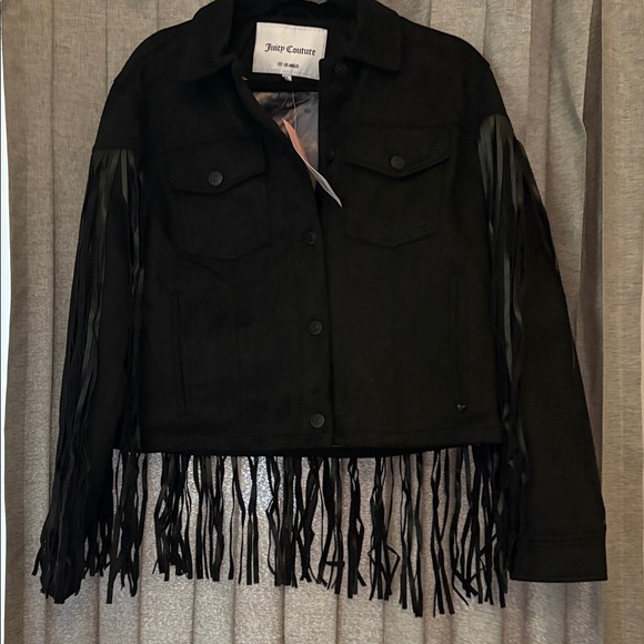 Juicy Couture Black Fringe Utility Jacket suede - Picture 5 of 8